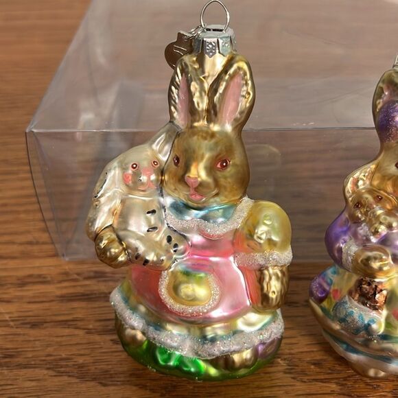Department 56 set 4 Colorful Easter Glass Bunny Ornaments EUC - Picture 3 of 9